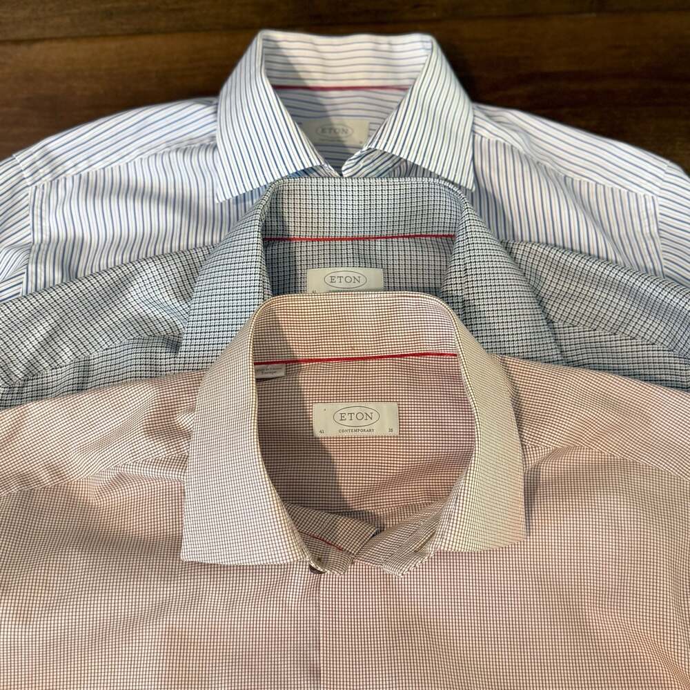 Bundle of 3 Eton Contemporary Oxford Button Down Dress Shirts Size 16/41 Large